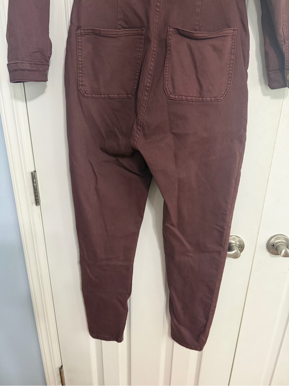 Free People Lennox Jumpsuit Sz  Small Utility Pockets Burgundy Brown Bitter Bark - Picture 14 of 15